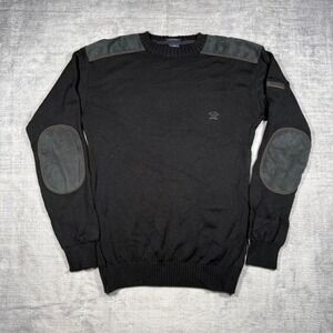 Paul & Shark Yachting Sweater Mens Large Black Wool Elbow Patch Italy Nautical